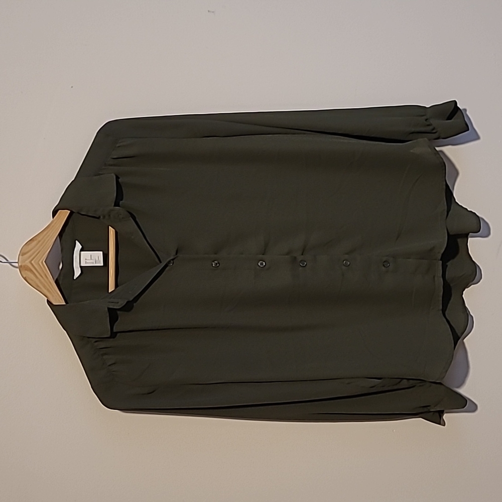 H&M, size 2, Olive Green, Long-sleeved Blouse